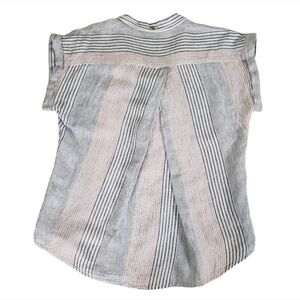 Altar'd State Summer Linen Blend Striped Shirt Top Button Up Medium